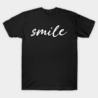 Smile Text In Modern Script For Positive Vibes Around World T-Shirt